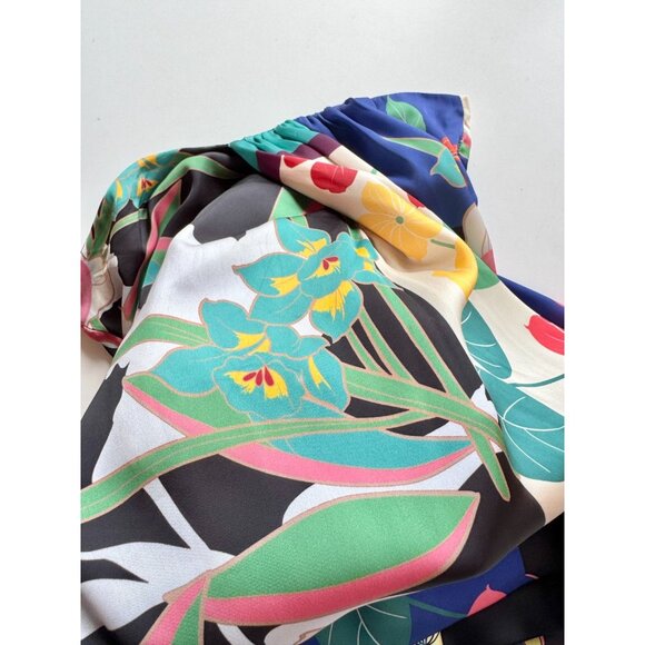 ZARA Floral Patchwork Print Satin Twill Knotted Maxi Pareo Sarong Skirt, Size S - Picture 11 of 16